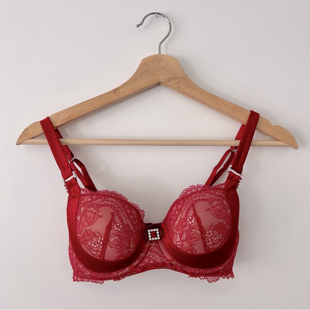 Bendon Pleasure State Red & Nude Lace Bra 32C